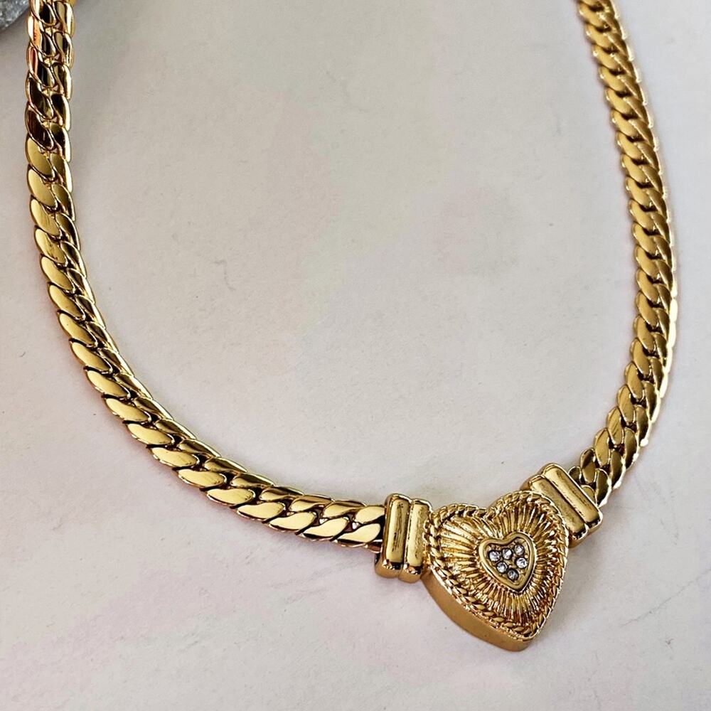NEW Rhinestone Heart On Snake Chain - Picture 2 of 15
